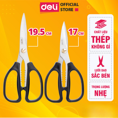 Kéo Cắt Đa Năng Deli Cao Cấp Lưỡi Cắt Sắc Bén Chất Liệu Thép Không Gỉ Tay Cầm Nhựa Chống Trượt