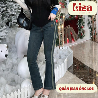 Quần Jean Nữ Ống Loe Co Giãn Ôm Eo CS85, Quần Jean Loe Lưng Cao Hacsk Dáng Kẻ Sọc Hot Trend 2024