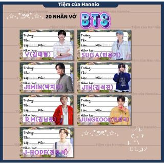21 Nhãn vở in hình BTS kích thước 7.4x4.2cm