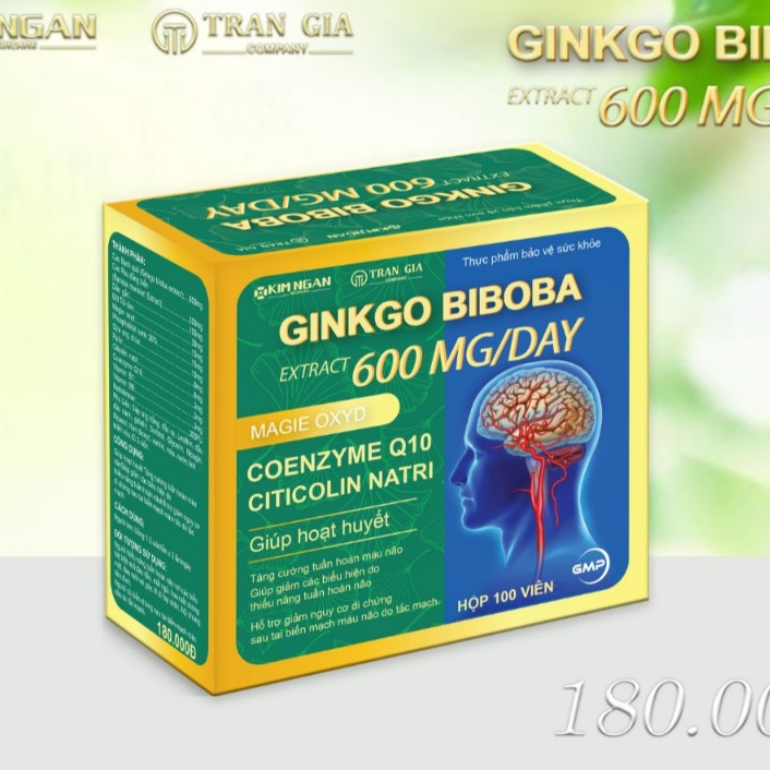 Viên uống bổ não ginkgo biloba 600mg/day Hộp 100 viên