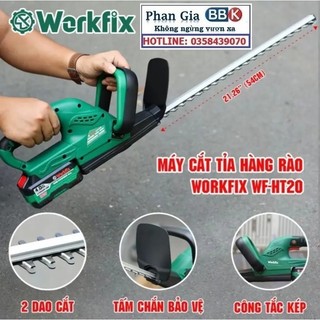 Máy cắt tỉa hàng rào cắt cây cảnh WORKFIX Chính hãng - Động cơ lõi đồng 100% - chân pin phổ thông 4cm