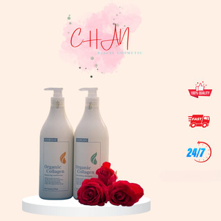 Cặp dầu gội xả mairlan organic collagen 750ml siêu mềm mượt phục hồi tóc hư tổn chính hãng