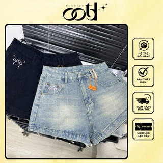 Ootd bigsize quần short jean ngắn dáng a thêu nơ