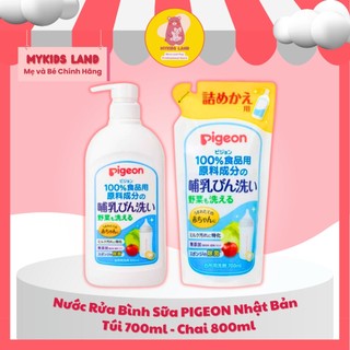 Nước rửa bình sữa - rau củ pigeon nội địa nhật bản túi 700ml - chai 800ml