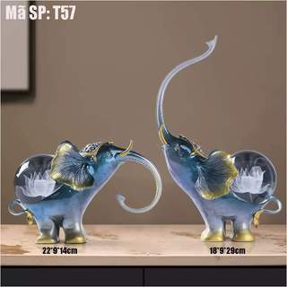 Cặp tượng voi pha lê trang trí- tượng voi decor