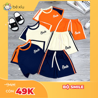 Bộ SMILE cotton mềm mát cho bé HOT TREND hè năm nay gồm một quần một áo bé từ 7-24Kg B15