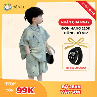 SET bộ JEAN SƠN cho bé trai vải bò mềm phong cách Hàn Quốc, cực bắt mắt gồm áo và quần cho bé từ 8-26Kg B55