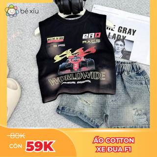 Áo TANK TOP XE ĐUA F1 mềm mát cotton chính phẩm cho bé trai mặc cực ngầu trong HÈ 2024 cho bé từ 8-26Kg A11