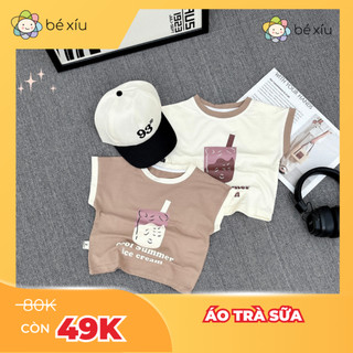 Áo cotton mềm mát TRÀ SỮA HOT 2024 chất liệu vải cotton chính phẩm mềm mát cho bé trai từ 8-24Kg