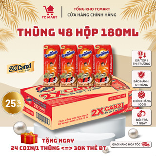 Thùng 48 hộp Thức uống lúa mạch gấp đôi Canxi - Hương vị Sô-cô-la Ovaltine (180ml x 48) - DATE MỚI - Hàng Chính Hãng