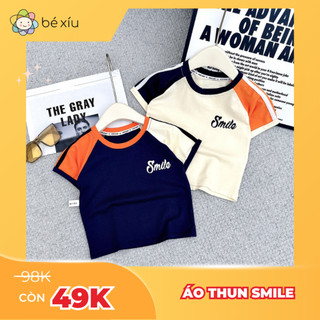 Áo cotton mềm mát SMILE co giãn 4 chiều vải chính phẩm đẹp cho bé trai bé gái 7-24Kg