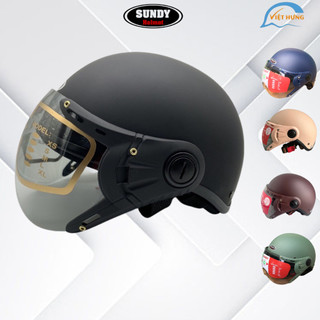 Mũ bảo hiểm nửa đầu có kính chống lóa Sundy Helmet HO-01K hàng chính hãng bảo hành 12 tháng