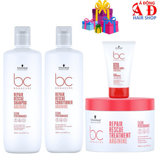 BỘ DẦU GỘI XẢ, HẤP Ủ DƯỠNG PHỤC HỒI TÓC HƯ TỔN SCHWARZKOPF BC REPAIR RESCUE ĐỨC NEW
