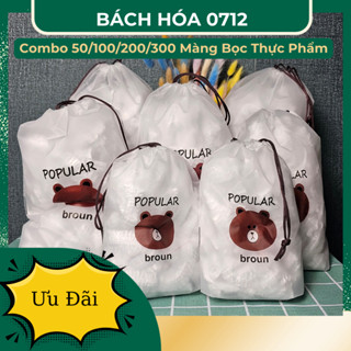 [HỎA TỐC HCM] Combo 50/100/200/300  Màng Bọc Thực Phẩm Có Chun Co Dãn Tái Sử Dụng Được Kèm Túi Gấu