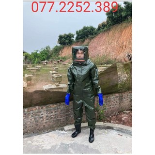 Bộ Đồ Bắt Ong Rừng Liền Ủng .Găng Tay Vải Bạt Ô TÔ Loại1