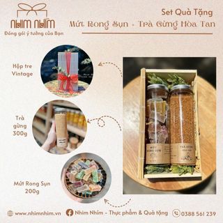 Set Qùa Tặng Mứt Rong+Trà Gừng Hộp Tre