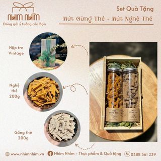 Set Qùa Tặng Gừng Thẻ + Nghệ Thẻ Hộp Tre
