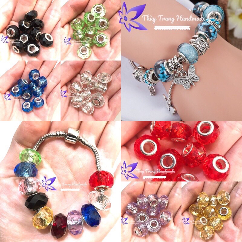 (mua từ 5 giá 10k/cái) Charm lùa KHÍA TRONG SUỐT cao cấp phối vòng pan