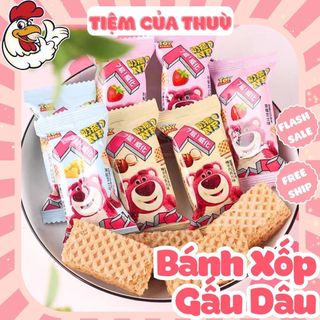 Bánh xốp kem gấu dâu losto dâu / phô mai / hạt dẻ, bánh quy gấu dâu losto disney