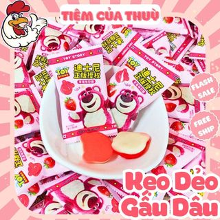 Kẹo dẻo 3d hình gấu dâu losto, kẹo gấu dâu losto 3d vị dâu, tiệm ăn vặt thuỳ bùi