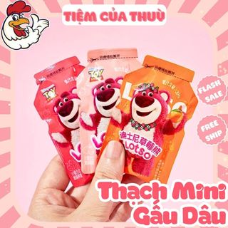 Thạch trái cây mini gấu dâu lotso vị dâu / đào / cam, kẹo gấu dâu lotso vị hoa quả