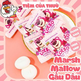 Kẹo Mashmallow Gấu Dâu Losto Có Nhân, Kẹo Dẻo Marshmallow Nhân Mứt Dâu Gấu Dâu Lotso