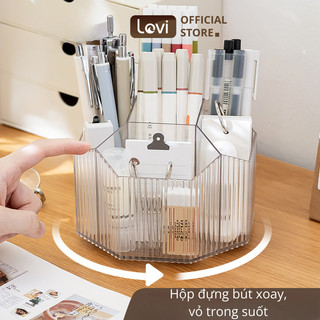 Khay đựng bút để bàn Lovi Office 3830 trong suốt, thiết kế hiện đại, phong cách sang trọng