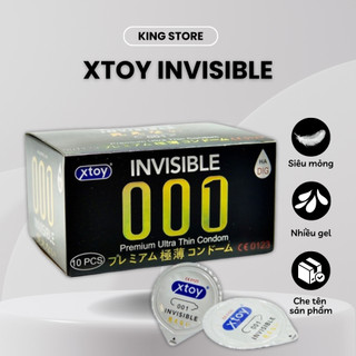 Bao cao su 001 XTOY Invisible siêu mỏng 0.01mm nhiều gel kéo dài thời gian quan hệ hộp 10