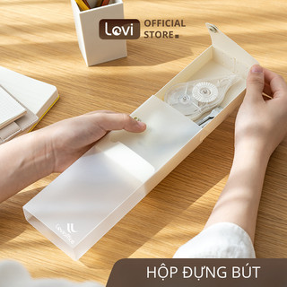 Hộp đựng bút nhám trong suốt LoviOffice 2283, hộp bút đơn giản chất lượng cao, đa chức năng dành cho học sinh, văn phòng