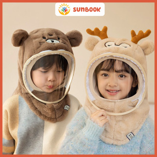  Mũ Len Lông Cừu Trùm Đầu Có Kính Chắn Gió Có Thể Tháo Rời Nón Len Cho Bé Kèm Mặt Nạ Bảo Vệ Bé 