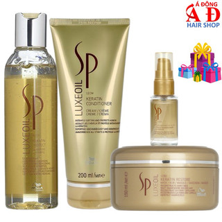 Bộ Dầu Gội Xả Ủ Dưỡng SP Wella Keratin Luxe oil siêu bóng, phục hồi tóc hư tổn khô xơ (ĐỨC)