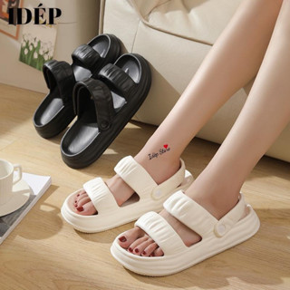 Giày sandal nữ 2 quai ngang nhúm đi học Tăng 1 Size  iDÉP Dép bánh mì nữ siêu nhẹ chống nước đi mưa thời trang mùa hè 