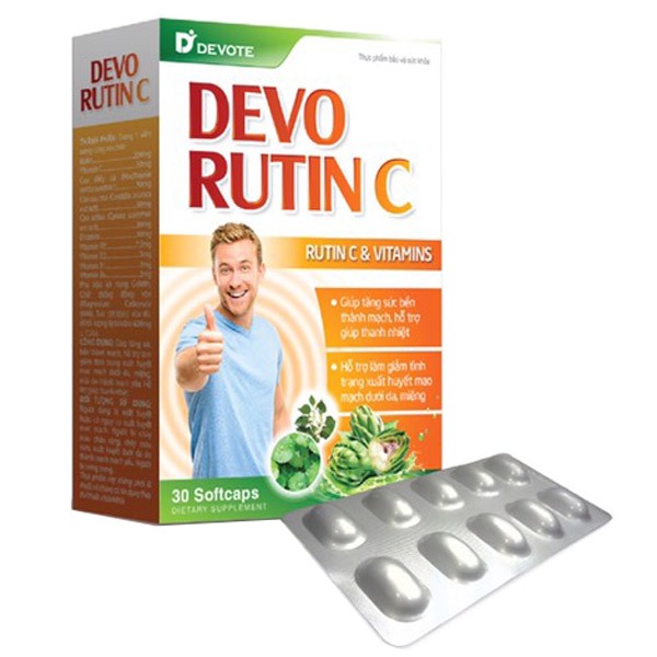 Devo Rutin C – Hỗ trợ làm giảm tình trạng xuất huyết mao mạch dưới da, tăng sức bền thành mạch - (hộp 3 vỉ x 10 viên)