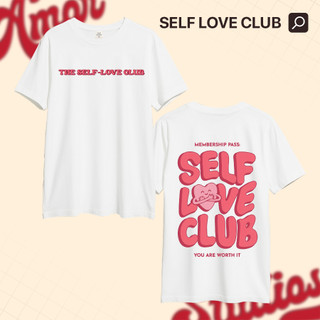 Áo thun trắng SELF LOVE CLUB cổ tròn form rộng áo phông đôi Unisex nam nữ Cotton 2 chiều 230gsm - AMOR STUDIOS