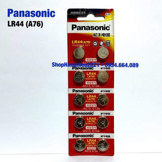 Pin lr44 / ag13 / a76 panasonic alkaline chính hãng vỉ 10 viên