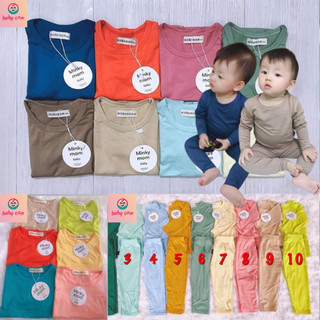 Bộ dài tay cho bé, Bộ quần áo trẻ em thu đông dài tay Minky Mom thun lạnh chính hãng trơn cho bé trai bé gái 5-18kg
