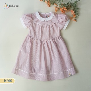 Váy Trẻ Em Cotton Xinh House Dáng Suông Phối Viền Cho Bé Gái