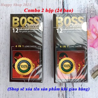 Combo 2 hộp bao cao su Boss hộp 12 bao (24 bao)- bao kéo dài thời gian - gân - gai li ti
