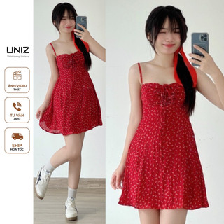 Đầm 2 dây hoa nhí có chun lưng tiểu thư xinh xắn UNIZ Vay2shoanhi8501/P7K3