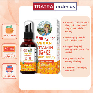 Vitamin D3 K2 Hữu Cơ Mary Ruth's dạng Xịt cho bé - Hàng Air Mỹ