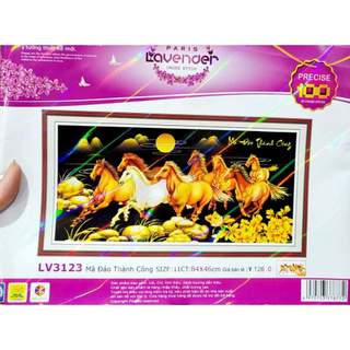 Tranh thêu mã đáo thành công nền đen LV3123 - kích thước: 84 * 46cm. (TRANH CHƯA LÀM)