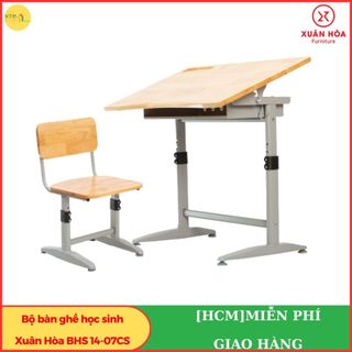 Bộ bàn ghế học sinh Xuân Hòa BHS 14-07CS được thiết kế rời điều chỉnh độ cao