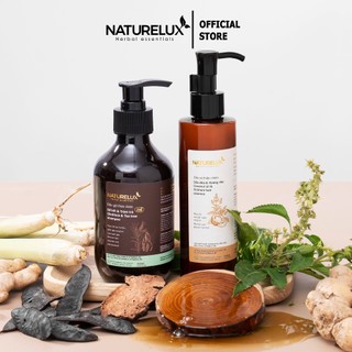 Combo Dầu gội bồ kết cô đặc & tràm trà giúp kiềm dầu, sạch gàu Naturelux và Dầu xả Hương Nhu, Dầu Dừa - Bộ dầu gội + xả