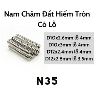 Nam châm đất hiếm tròn có lỗ nhiều kích thước lực hút mạnh.