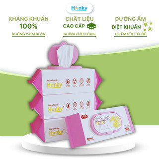 Combo 10 Gói 350 Gram Khăn Ướt Hanky Không Cồn Không Parabens Cao Cấp Dành Cho Em Bé Cực Kì An Toàn