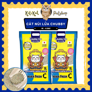 Cát vệ sinh cho mèo đá núi lửa Chubby Cat Super Premium Clumping chính hãng Nhật Bản không bụi túi 9L/4,5kg