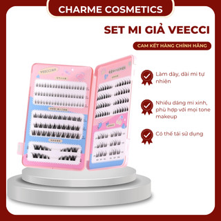 Set Lông Mi Giả VEECCI Mi Cụm Anime Tách Sợi Phân Đoạn Tự Dính 3 Hàng 10mm-12mm Trang Điểm Tự Nhiên