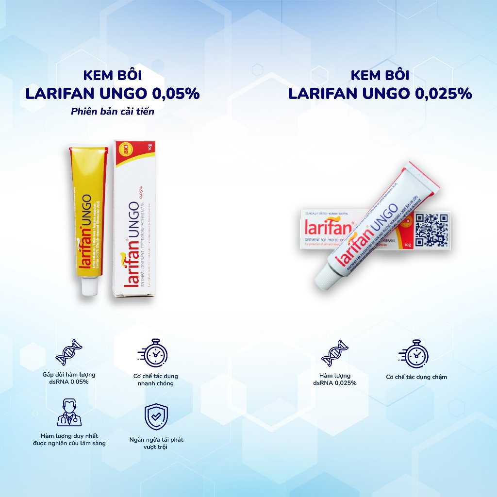 [CHÍNH HÃNG] Kem bôi Larifan Ungo sùi mào gà, herpes, zona, giời leo, mụn cóc sinh dục, dự phòng mụn rộp sau xăm môi