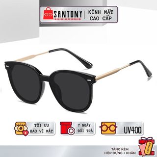 Kính Mát Oversize Nam Nữ Chống Tia UV SANTONY Gọng Kim Loại Cao Cấp Mắt Râm Tràn Viền Sang Chảnh