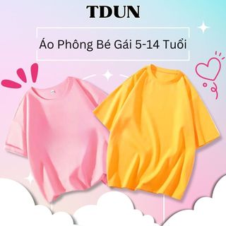 Áo phông bé gái TDUN hàng xuất xịn trơn chất cotton thun mềm mịn co giãn phom rộng 5 - 14 tuổi bốn màu A029 SPG